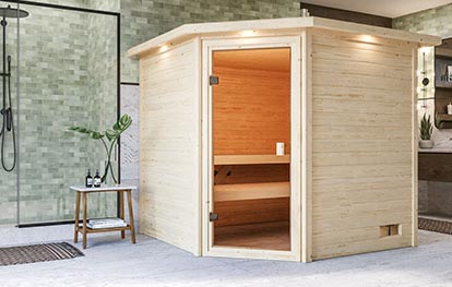 Sauna Arten - Innensauna mit Dusche
