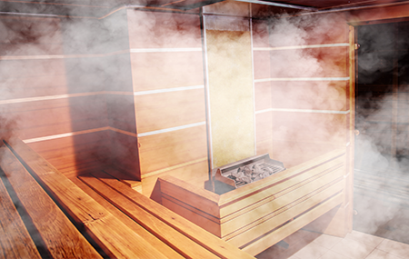 Sauna Luftfeuchtigkeit - Richtig Saunieren zuhause - Dampf in Saunakabine