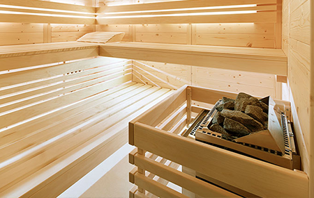 Richtig Saunieren zuhause - Sauna vorheizen - Elektroofen in Saunakabine