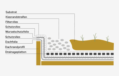 Gartenhaus Dach begrünen - die Schichten