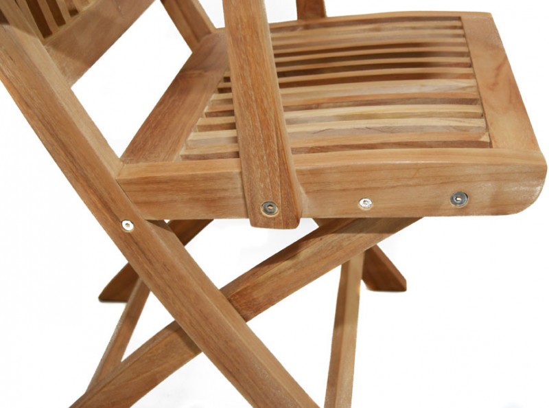 Ploss Gartenmöbel Klappstuhl Arlington mit Armlehnen aus Premium-Teak 55 x 61 x 102 cm