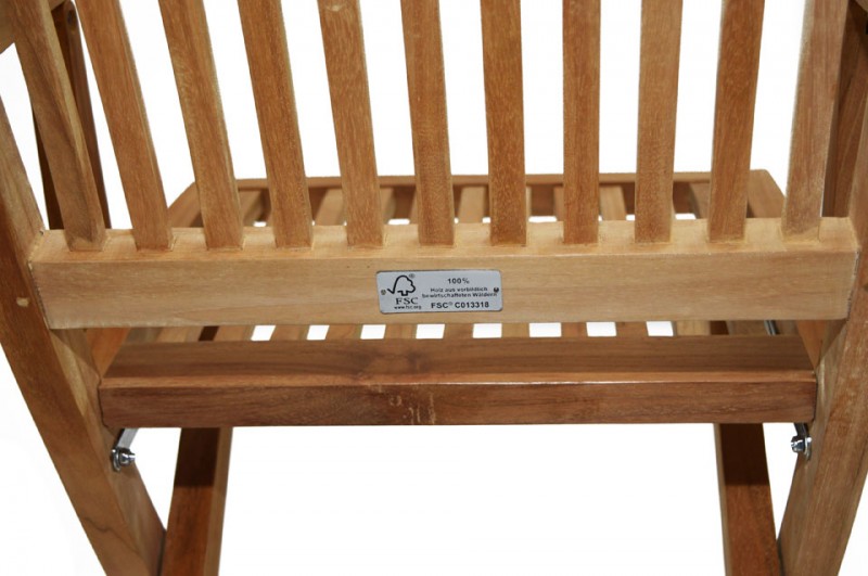 Ploss Gartenmöbel Klappstuhl Arlington mit Armlehnen aus Premium-Teak 55 x 61 x 102 cm