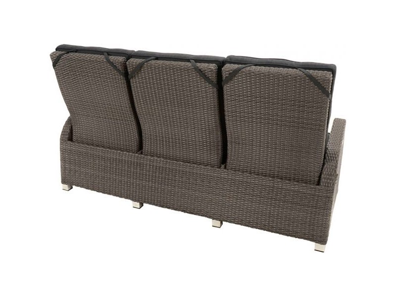 Ploss Gartenmöbel Loungesofa Rocking Polyrattan-Sofa 5-fach-verstellbare Rückenlehne Comfort-Sofa  210 x 85 x 112 cm  Farbe: grau-braun-meliert