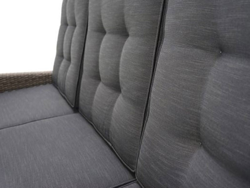 Ploss Gartenmöbel Loungesofa Rocking Polyrattan-Sofa 5-fach-verstellbare Rückenlehne Comfort-Sofa  210 x 85 x 112 cm  Farbe: grau-braun-meliert