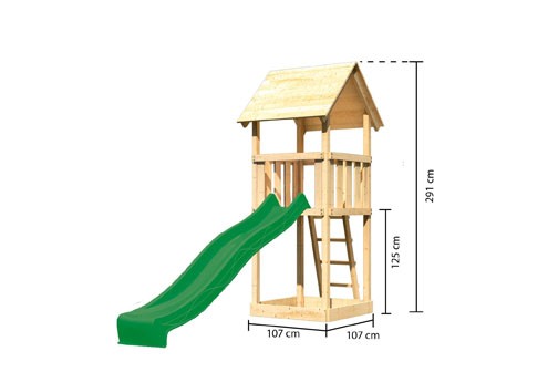 Akubi Spielturm Lotti Satteldach + Rutsche grün