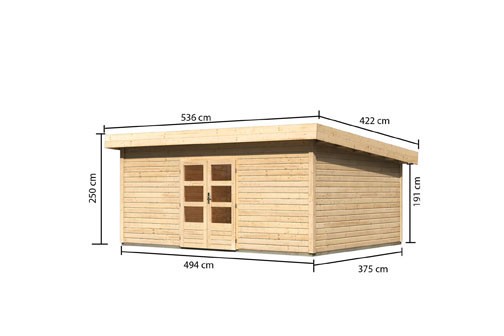 Woodfeeling Holz Gartenhaus Northeim 6 - 38mm Pultdach - Farbe: naturbelassen
