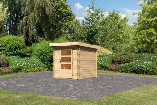 Woodfeeling Holz-Gartenhaus Bastrup 1 - 28 mm Schraub-/Stecksystem - naturbelassen
