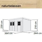 Woodfeeling Holz-Gartenhaus Flachdach Tintrup - 28 mm Systemhaus - natur