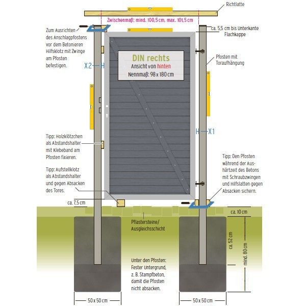 TraumGarten Torpfosten-Set zum Aufschrauben für Einzeltor Anthrazit - Torhöhe 180 cm