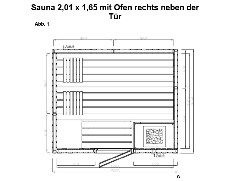 Elementbausauna Norway 2 - 70mm von Garten-Freunde - 4-Eck Sauna Fronteinstieg - 201 x 165 x 198 cm
