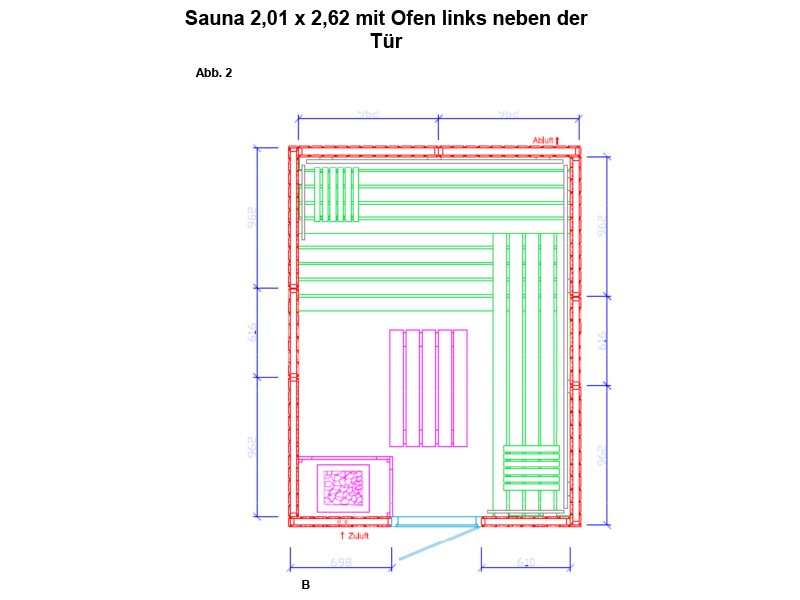 Elementbausauna Norway 7 - 70mm von Garten-Freunde - 4-Eck Sauna Fronteinstieg - 201 x 262 x 198 cm
