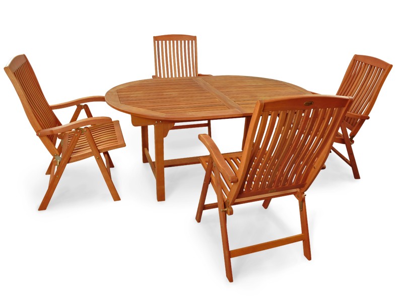 Gartenmöbel Set 5-teilig Essgarnitur inkl. 4 Stühlen - aus Eukalyptus