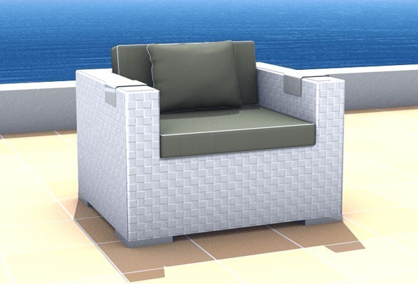 Rattan Loungeelement Espace Premium Sessel inkl. Kissen - Farbe: Cremeweiß