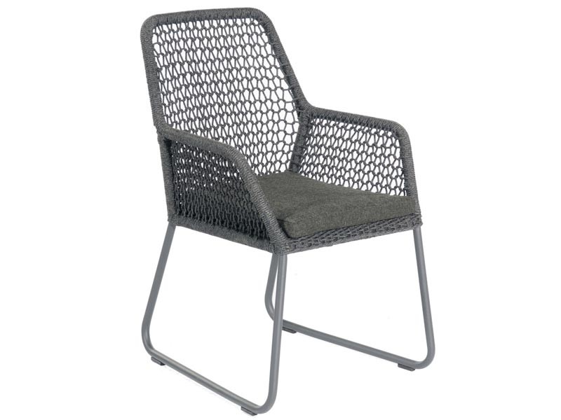 SonnenPartner Sessel "Poison" Kunststoffgeflecht Polyrope dunkelgrau inkl. Kissen