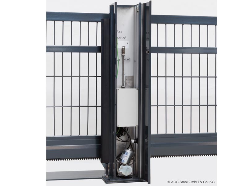 Schiebetor V-Star F60 integriert RAL 7016 anthrazitgrau (B: 4500mm x H: 1200 mm) - elektrisch betrieben