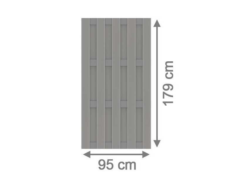 TraumGarten Sichtschutzzaun Jumbo WPC Aluminium-Design  Grau/Alu Grau - 95 x 179 cm