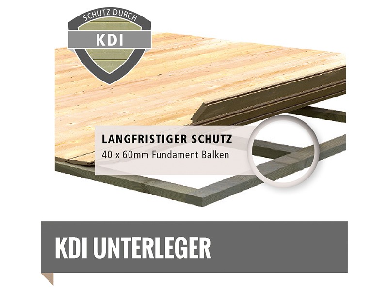 Woodfeeling Holz-Gartenhaus Schwandorf 3 mit Anbaudach 2,4m + Rückwand - 19 mm Schraub-/Stecksystem - naturbelassen