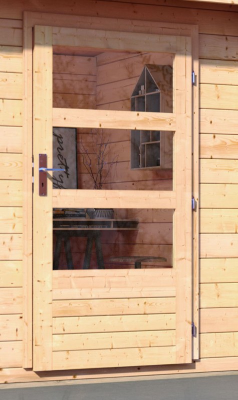Woodfeeling Holz-Gartenhaus Bastrup 1 - Anbaudach 2m - Rückwand - 28 mm Schraub-/Stecksystem - naturbelassen