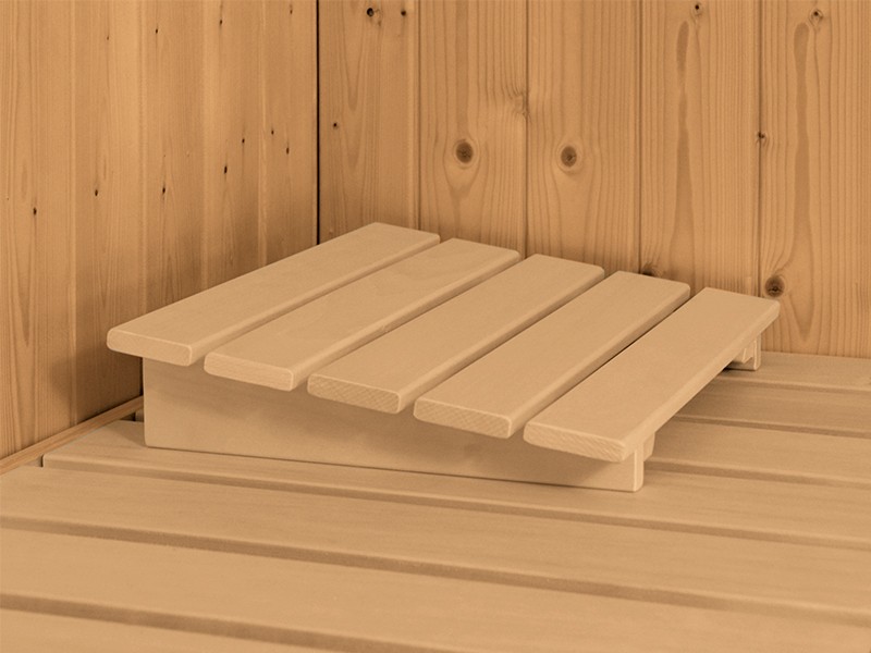 Karibu 40mm Comfort Massivholzsauna Sahib 1 - Eckeinstieg - Energiespartür - mit Dachkranz