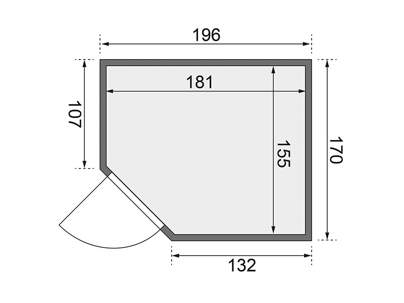 Karibu 68mm Systembausauna Siirin - Eckeinstieg - Ganzglastür bronziert - ohne Dachkranz - 4,5kW Saunaofen mit integr. Steuerung