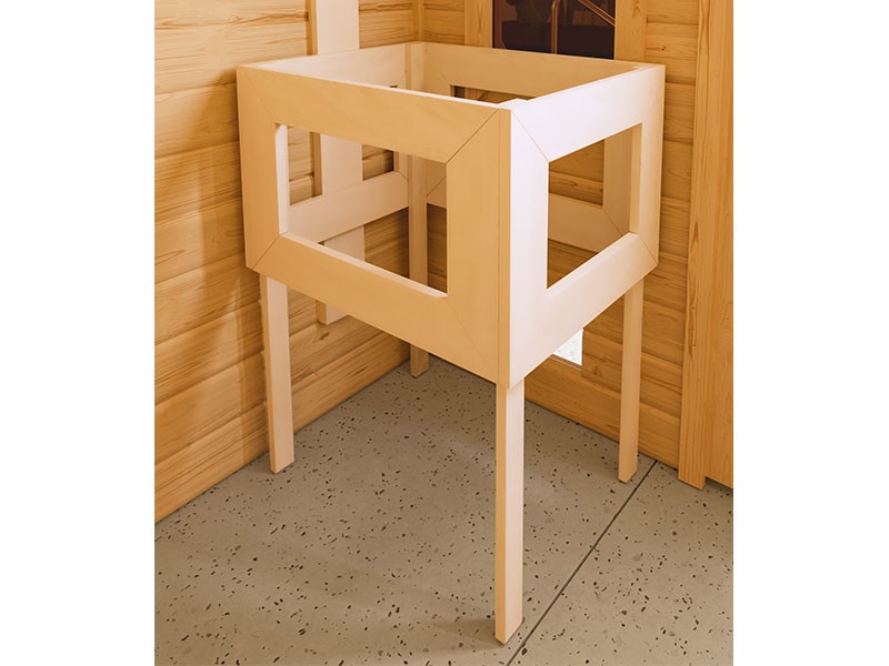 Karibu 40mm Comfort Massivholzsauna Mojave - Fronteinstieg - Ganzglastür graphit - mit Dachkranz - 9kW Saunaofen mit integr. Steuerung