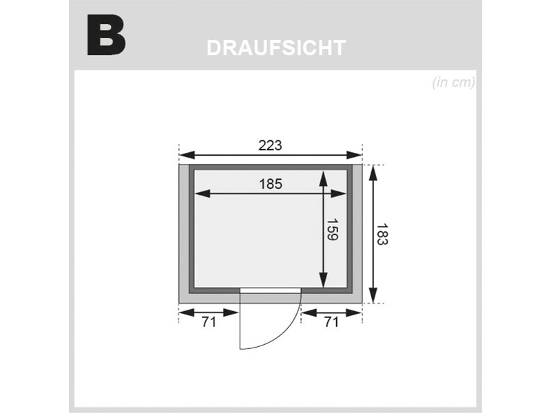 Karibu Innensauna Adelina - 38 mm Blockbohlensauna - für niedrige Räume - mit Dachkranz - 4,5kW Saunaofen mit integr. Steuerung