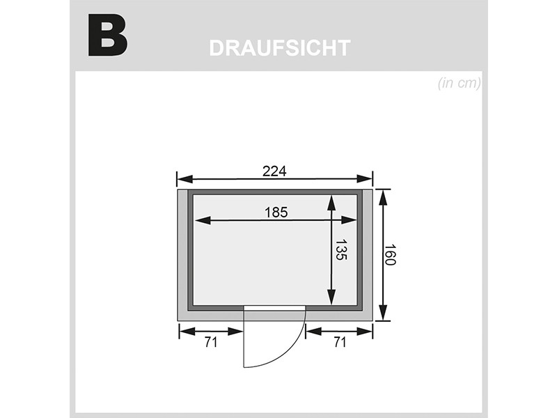 Woodfeeling 38 mm Massivholzsauna Sonja - Fronteinstieg - Ganzglastür klarglas - mit Dachkranz - 4,5kW Saunaofen mit integr. Steuerung