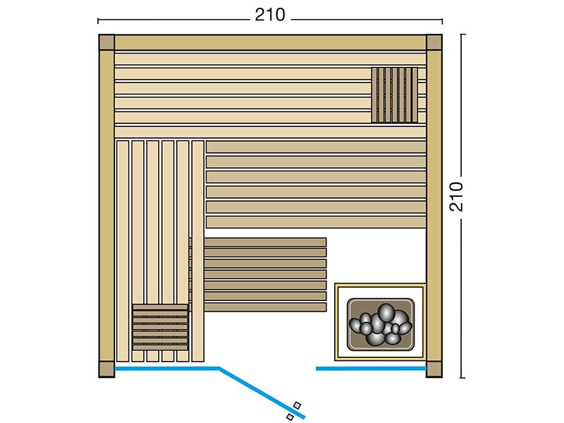 Infraworld Elementsauna Panorama 210 - Fichte - Set Verdampferofen