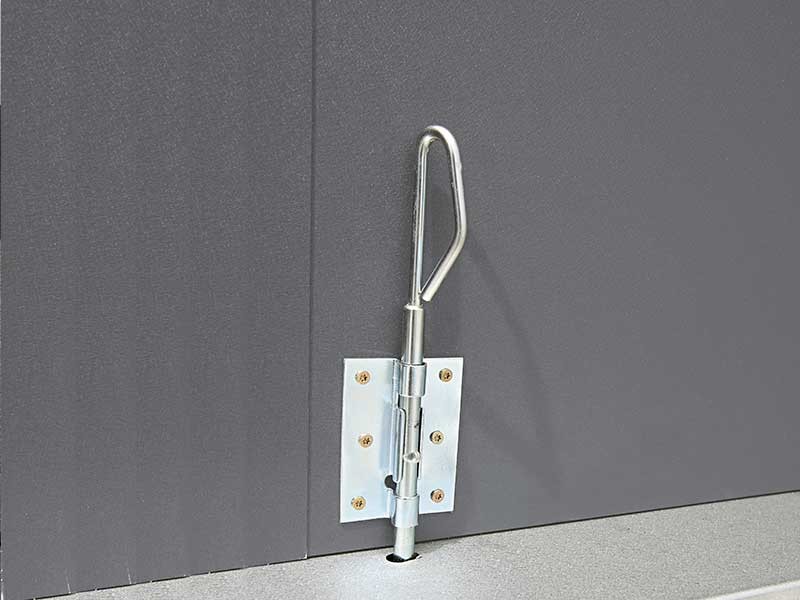 Finnhaus Wolff Metall-Gartenhaus Eleganto 3024 Lichtgrau mit Lounge 2824 inkl. 2 Fenster links