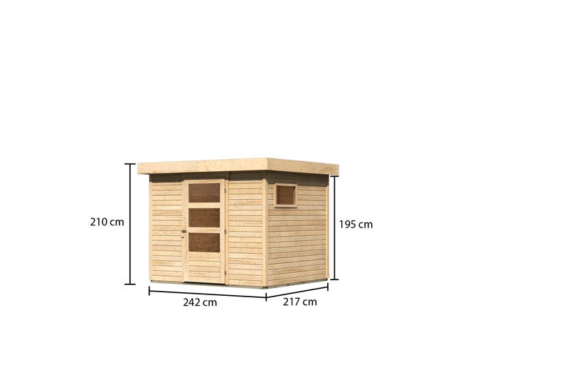 Woodfeeling Holz-Gartenhaus Oburg 3 - 19 mm Schraub-/Stecksystem - naturbelassen