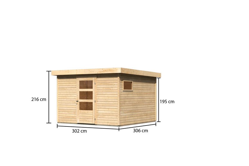 Karibu Holz-Gartenhaus Oburg 6 - 19 mm Schraub-/Stecksystem - naturbelassen