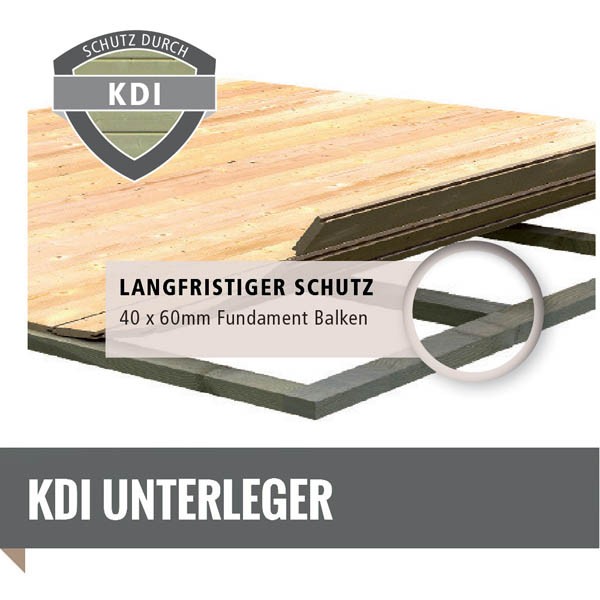 Woodfeeling Holz-Gartenhaus Oburg 2 mit Anbaudach 2,4m + Seiten- und Rückwand - 19 mm Schraub-/Stecksystem - terragrau