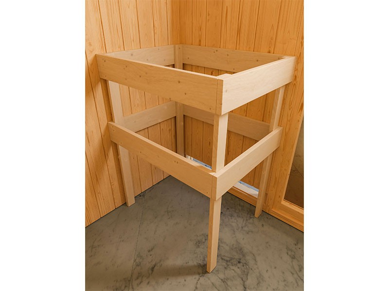 Karibu 38mm Gartensauna Mainburg 4 SET A - naturbelassen - 2 Liegen - 9kW Saunaofen mit externer Steuerung