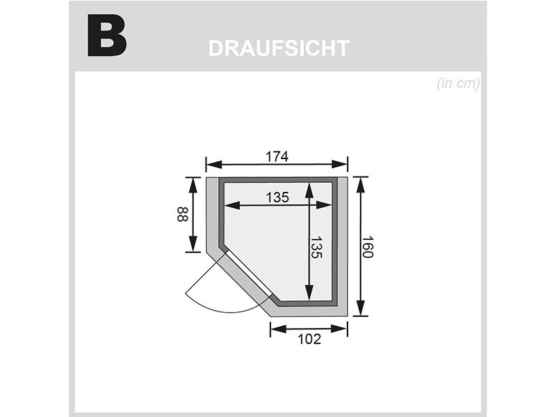 Karibu 38mm Massivholzsauna Alicja - Plug&Play - Eckeinstieg - Ganzglastür bronziert - mit Dachkranz