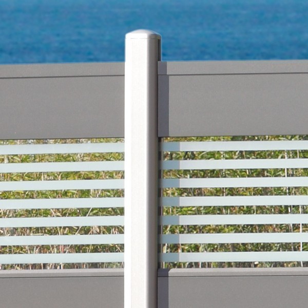 TraumGarten Sichtschutzzaun SYSTEM ALU Silber Einzelprofil - 15 x 2 x 238 cm