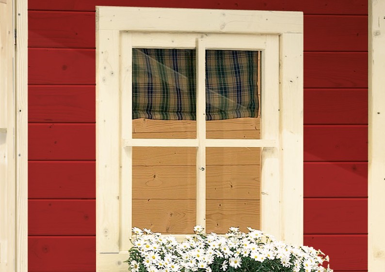 Karibu Holz Fenster für 28 mm Wandstärke - Dreh-/Kipptechnik - elfenbeinweiß