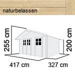 Woodfeeling Holz-Gartenhaus Lagor 1 Satteldach 38 mm Blockbohlenhaus Mittelwandhaus- natur