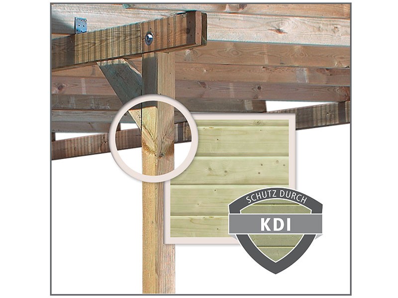 Karibu Holz Doppelcarport Classic 3 Variante C inkl. zwei Einfahrtsbögen - PVC Dach