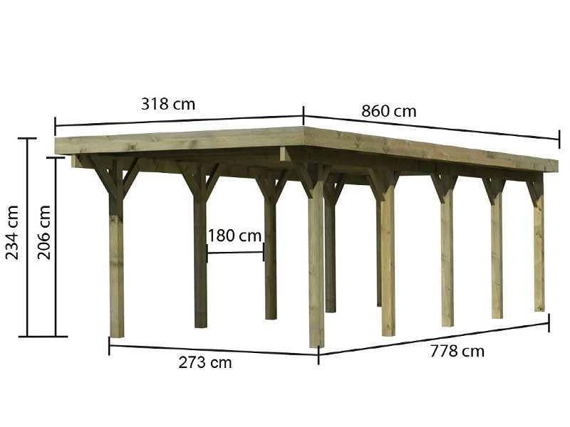 Karibu Einzelcarport Classic 3 - Variante A - 0,50mm Stahl-Dach