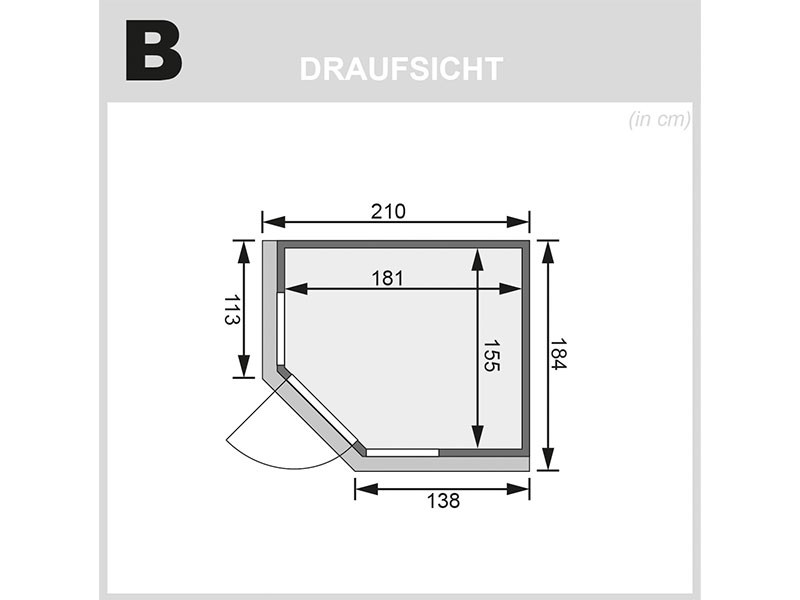 Karibu 68mm Systembausauna Amelia 1 - Eckeinstieg - große Fensterfront - mit Dachkranz - 9kW Saunaofen mit externer Steuerung Easy 