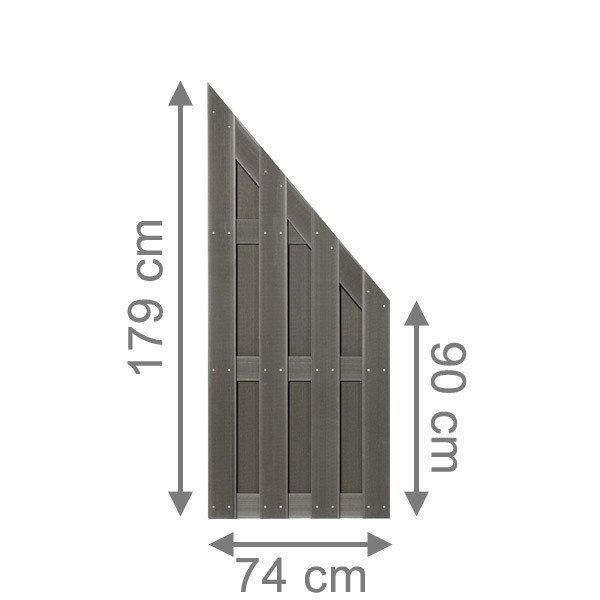 TraumGarten Sichtschutzzaun JUMBO WPC Anthrazit Anschluss - 74 x 179 auf 90 cm