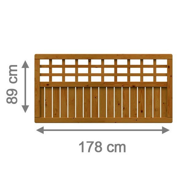 TraumGarten Sichtschutzzaun COMO Rechteck mit Gitter braun lasiert - 178 x 89 cm
