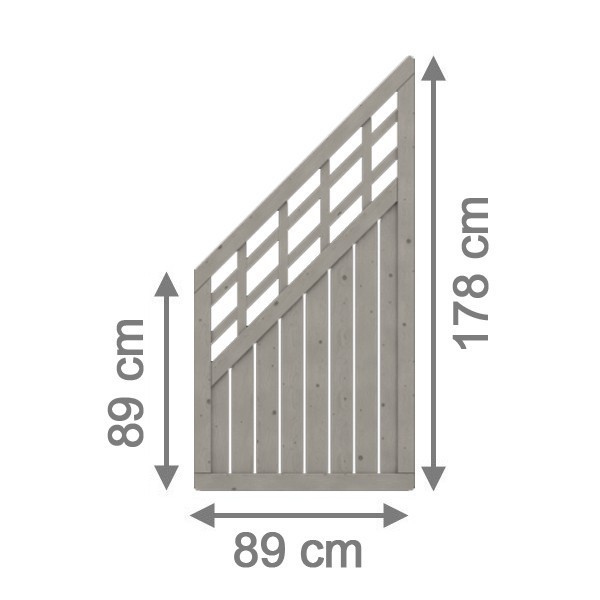TraumGarten Sichtschutzzaun Nadelholz Como Anschluss mit Gitter grau lasiert - 89 x 178 auf 89 cm