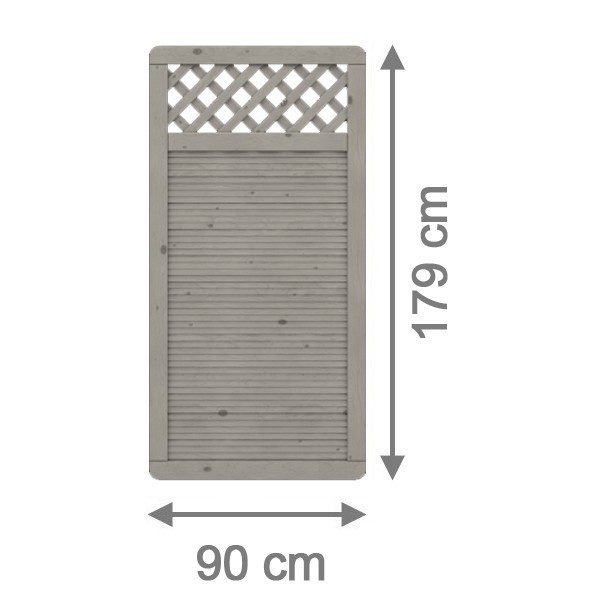 TraumGarten Sichtschutzzaun ARZAGO Grau Rechteck mit Gitter - Nadelholz - 90 x 179 cm