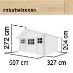 Woodfeeling Holz-Gartenhaus Lagor 2 Satteldach 38 mm Blockbohlenhaus Mittelwandhaus- natur