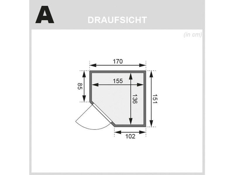 Karibu 68mm Systembausauna Taurin - Eckeinstieg - Ganzglastür bronziert - ohne Dachkranz