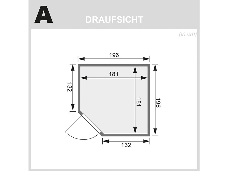 Karibu 68mm Systembausauna Jarin - Eckeinstieg - Ganzglastür graphit - ohne Dachkranz