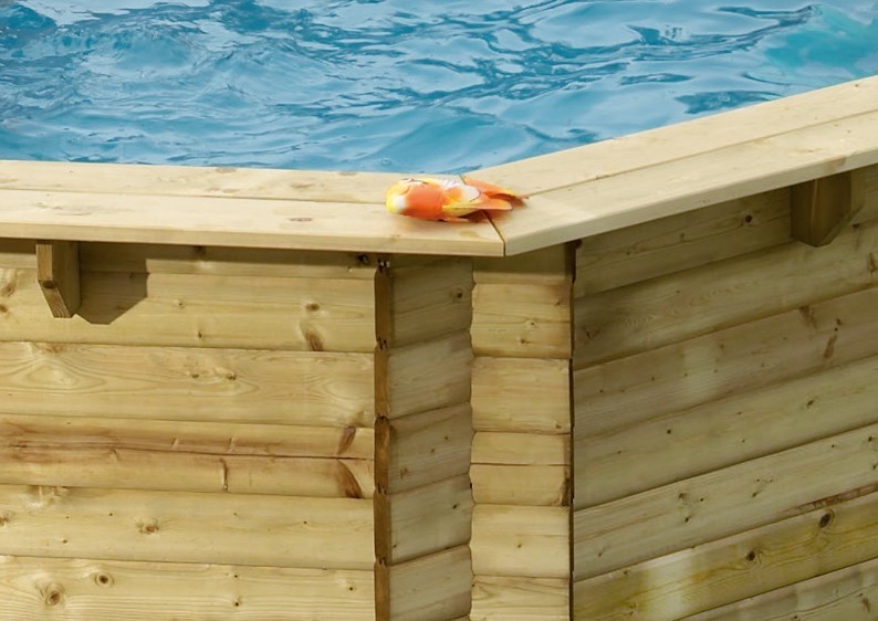 Karibu Holzpool Swimmingpool Variante B1 Ausstattung wie Variante A + Sonnenterrasse B inkl. Holztreppe (für Terrasse), Geländer, Seitenwände und Terrassendeck kdi