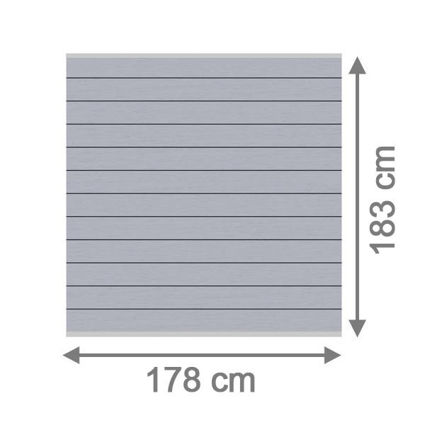 TraumGarten Sichtschutzzaun System WPC Set grau / silber - 178 x 183 cm
