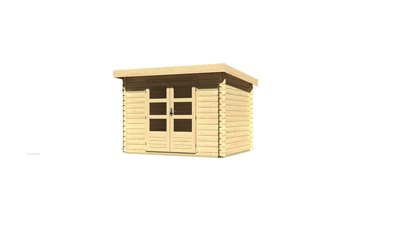 Woodfeeling Holz-Gartenhaus Pultdach Bastrup 3 - 28 mm Blockbohlen - naturbelassen